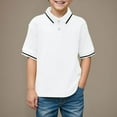 thumbnail image 2 of Linfrsh Boys Classic Short Sleeve Polo Shirt Cute Clothes for Girls Summer Solid School Uniform Shirts Casual Button Collared Cotton Clothes(White,10-11 T), 2 of 4