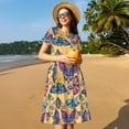 thumbnail image 4 of Balery Butterfly 3 Pattern Womens Dresses Loose Short sleeve Sundresses Swimsuit Coverup 2025 Summer Casual Dress for Women - A-Line Swing Dress, 4 of 6