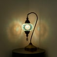 thumbnail image 5 of Selenly 19.3" Handcrafted Turkish Mosaic Lamp, 6.3" Colorful Stained Glass, Moroccan Decor, Vintage Style, Table & Bedside Light, Swan Neck - Blue, 5 of 6