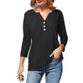 thumbnail image 6 of Summer Cotton Linen Shirts for Women 2026 Casual 3/4 Sleeve Tunic Tops Summer Beach Vacation Fashion T-Shirts, 6 of 6