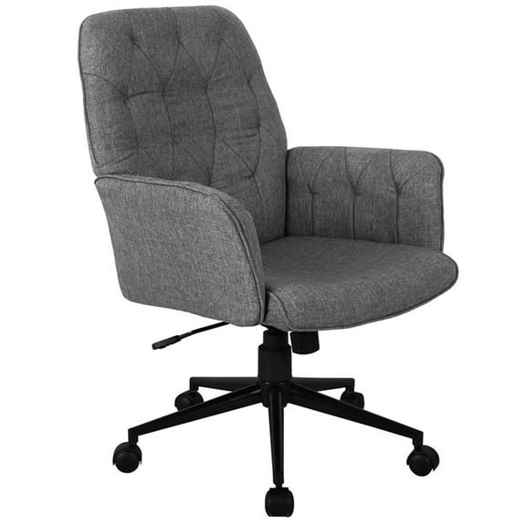 Pemberly Row Modern Fabric Upholstered Tufted Office Chair with Arms in Gray
