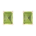 thumbnail image 3 of 14K Solid Gold Push Back Stud Earrings for Women | 2 cttw Emerald Cut Natural Peridot | Rose Gold, 3 of 5