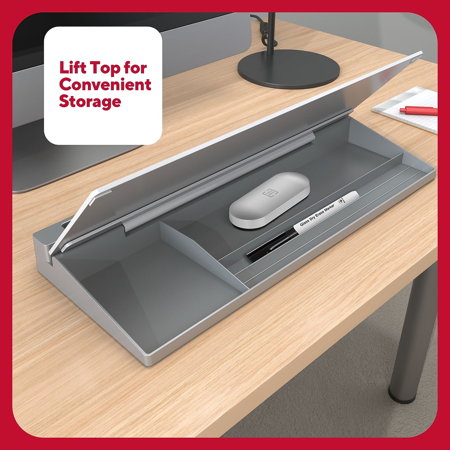 TRU RED Glass Desktop Dry-Erase Whiteboard (TR62579)