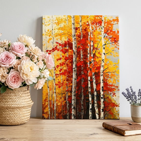 Canvas Wall Art, Autumn Yellow Leaves Framed Canvas Prints for Living Room Bedroom, Fall Natural Forest Branch Watercolor Gallery Wrapped Wall Decor for Home Office, Gifts, 12"x16" Ship Next Day