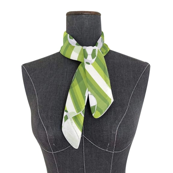 Square Scarf 24x24 Inch Green Footballs Pattern Silky Satin Sun Protection Neck Scarf for Women Multi-Purpose Head Wrap Bandana for Hair Bag Decoration