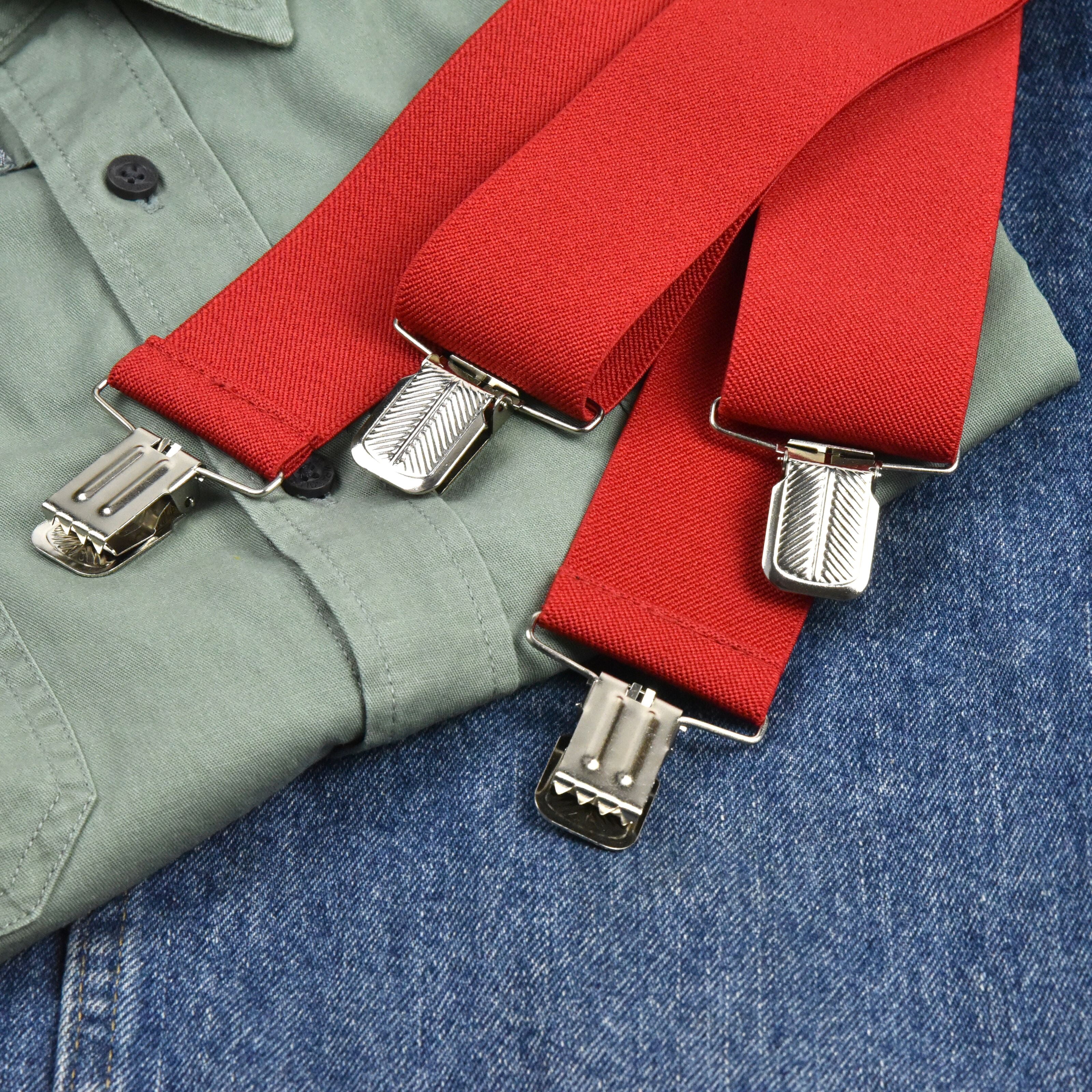 Hold'em Suspenders for Men Heavy Duty Utility Clips 2” Wide - Black
