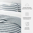 thumbnail image 6 of Noble Linens 3-Piece Dusk Blue Classic Stripe Reversible Quilt Set, Queen, 6 of 8