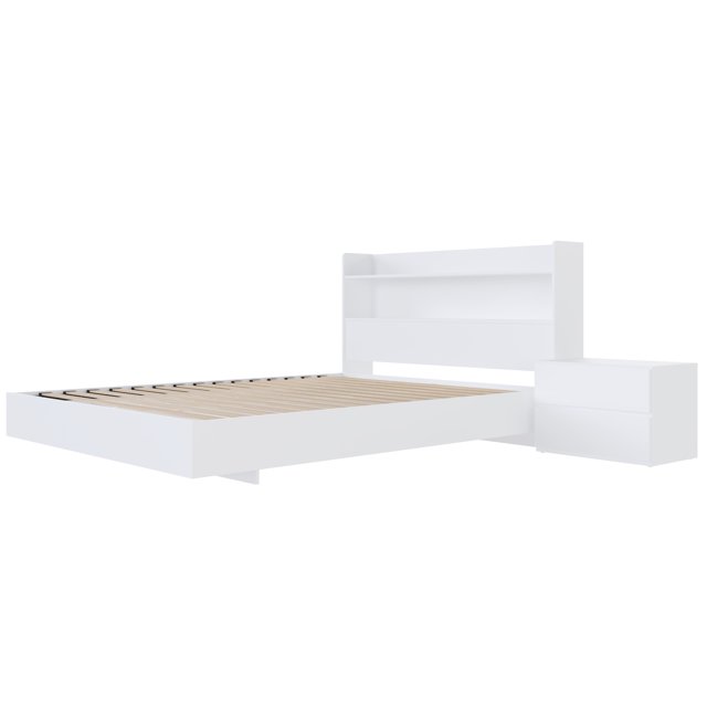 Nexera Harper 3-Piece Floating Platform Bedroom Set, White, Double