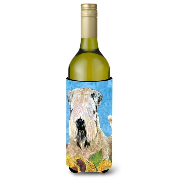 Wheaten Terrier Soft Coated in Summer Flowers Wine Bottle Hugger