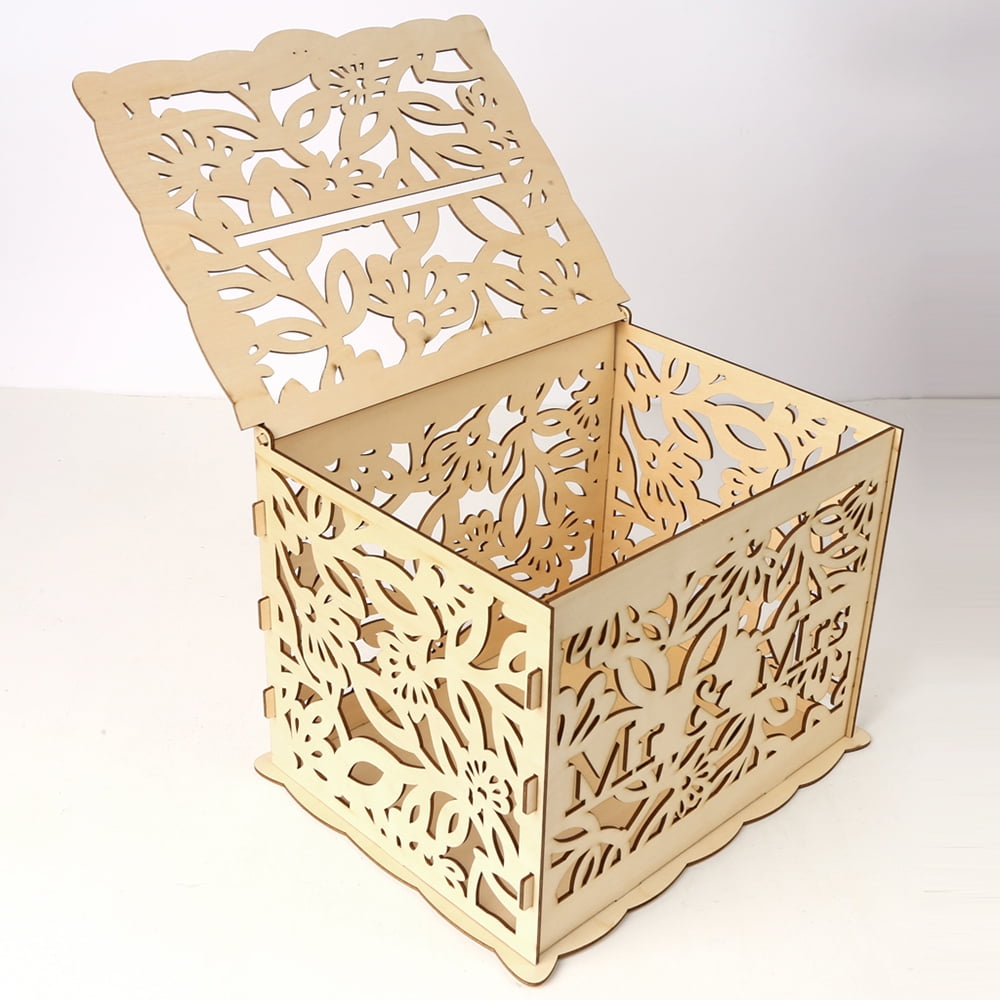Diy Wooden Wedding Card Box With Lock And Card Sign Rustic Hollow