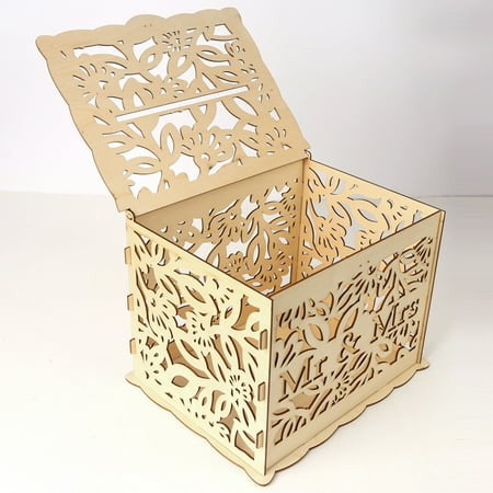 Diy Wooden Wedding Card Box With Lock And Card Sign Rustic Hollow