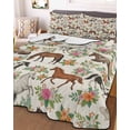 thumbnail image 3 of Quilts King Size Bedding Set, Horse Lightweight Quilted Comforter, Rustic Spring Floral Summer Botanical Soft Reversible Bedspread Coverlet with Pillow Covers for All Season, 96" x 106", 3 of 7