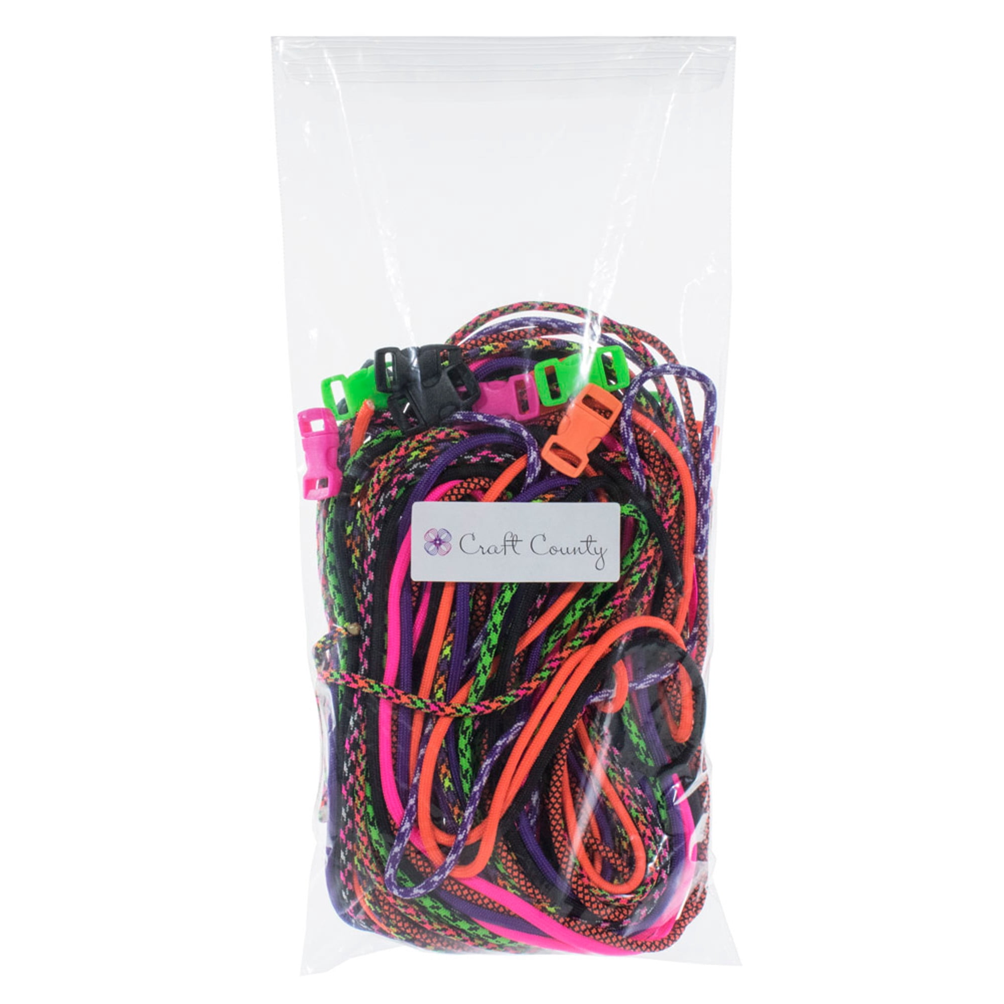 Craft County Kids 550 Paracord Crafting DIY Kits - 100 Feet of Paracord & 10 3/8" Buckles - Ideal for Arts & Crafts, Bracelets, Keychains, Lanyards