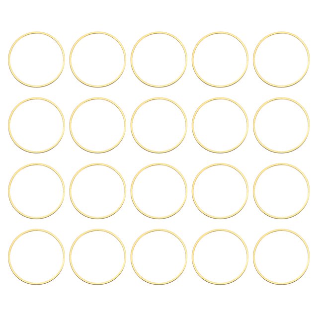 Unique Bargains 50 Pack 22mm Brass Hollow Circle Bezel Round Linking Rings(Gold)