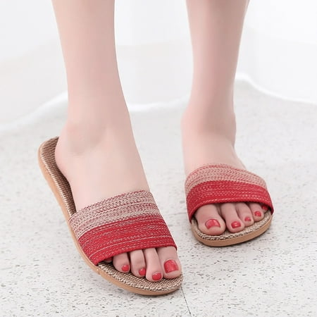 

KKCXFJX slippers for women Women Cotton Linen Beach Breathable Shoes Sandals Home Slipper Flip-Flops Shoes Slippers