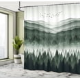 thumbnail image 2 of Ambesonne Green Shower Curtain, Modern Woods Mountain Range, 69"Wx70"L, Emerald Off White, 2 of 4