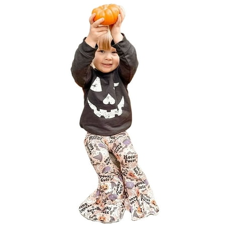 

AMILIEe Halloween Costumes for Baby Girls Pumpkin Sweatshirt and Pants Sets