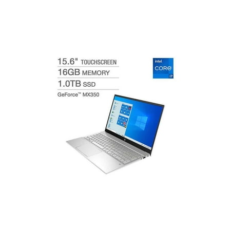 HP Pavilion 15.6" Touchscreen Laptop - 11th Gen Intel Core i7-1195G7, 16GB Memory, 1tb SSD, Backlit Keyboard, Bluetooth, Webcam, Windows 11 Professional - 15-eg1025cl
