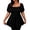 01 Black, variant on Plus Size Tops for Women Summer Puff Sleeve Trendy Smocked Square Neck Casual Peplum Tunic Blouse