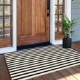 thumbnail image 2 of Outdoor Porch Rug Front Door Mat , Washable Black and Tan Striped Outdoor Rugs Front Door Rug Cotton Woven Kitchen Rugs Small Area Rugs for Entryway Patio Bedroom Bathroom, 2 of 5