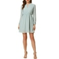 thumbnail image 3 of MODA NOVA Juniors Gilding Star Choker V Neck Long Sleeves Above Knee Dress, 3 of 6