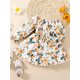 thumbnail image 3 of SAYOO Vestido floral casual para niñas, estampado de flores, cuello barco, manga larga, fruncido de una sola pieza con dobladillo en capas para niños, 1-5 años SAYOO Moda, 3 of 9