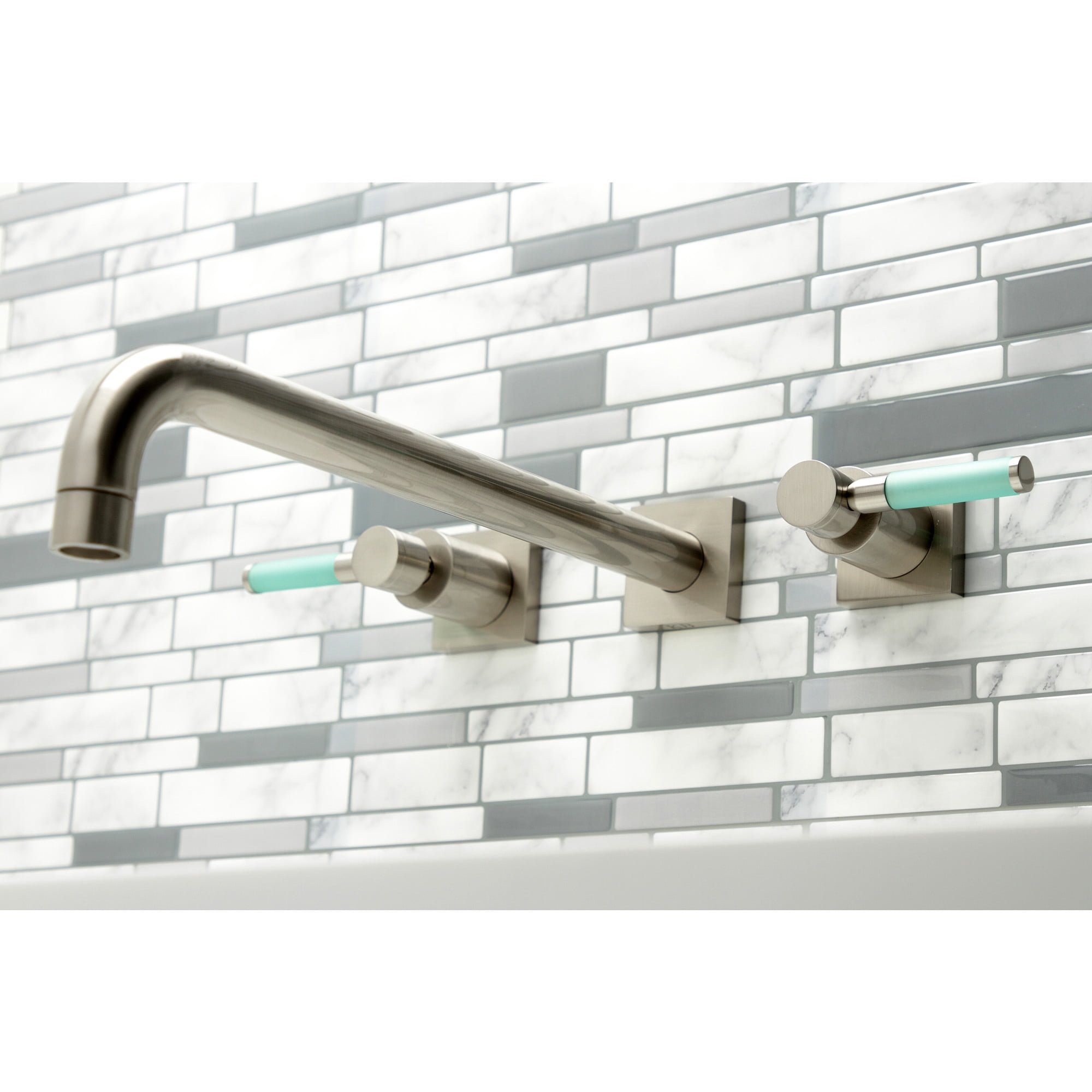 Kingston Brass KS6048DKL Kaiser Two-Handle Wall Mount Roman Tub Faucet, Brushed Nickel