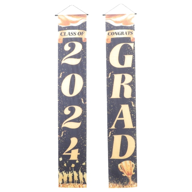 KAKOWELY 1 par de carteles decorativos de graduación para porche, suministros para fiestas, colgantes para interiores y exteriores.