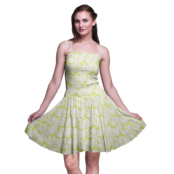 Bimba Tie-Dye Printed Women Smocked Waist Top Spaghetti Strap Mini Sun Dress-XXX-Large