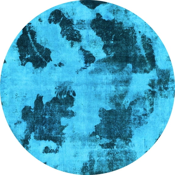Ahgly Company Indoor Round Abstract Light Blue Modern Area Rugs, 6' Round