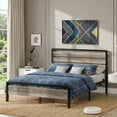 thumbnail image 2 of Zimtown King Platform Bed Frame with 12-Inch Under-Bed Storage, LED Lighted Headboard & Footboard, Modern Apartment Bedroom,Gray, 2 of 9