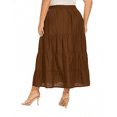 thumbnail image 4 of Beautybatik Brown Women Cotton BOHO Gypsy Long Maxi Tier Flare Skirt 2X, 4 of 5