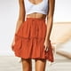 thumbnail image 2 of Moda mujer sólido Casual vendaje fruncido volantes cintura elástica faldas Wmkox8yi FGJ2039, 2 of 9