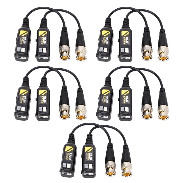 Conector de video Balun BNC de 5 pares de 8 MP con baja pérdida de transmisión y protección contra rayos Transmisor de par trenzado Balun