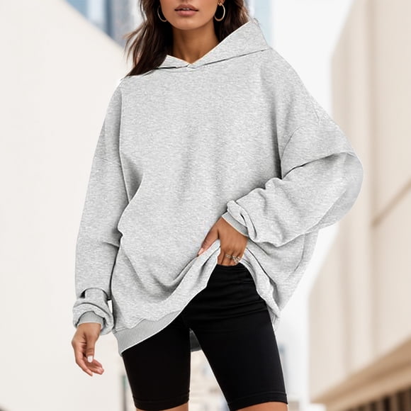TINZ Womens Oversized Sweatshirts Pullover Hoodies Hooded Sweatshirts Comfy Casual Pullover Loose Lightweight Fall Winter Clothes Hooded Sweatshirt Women Pocket Light Cowboys Sweater Women
