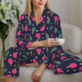 thumbnail image 6 of Pofeuu Ping Pong Rackets And Balls Print Womens Pajamas Set Long Sleeve Sleepwear Button Down Nightwear Soft Pj Lounge Sets Button Down Pajamas Women-Small, 6 of 7