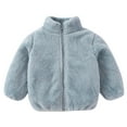 thumbnail image 3 of Povozer Toddler Kids Polar Fleece Warm Jacket Baby Boys Girls Autumn Winter Zip-up Lightweight Long Sleeve Jacket(Light Blue,12-18 Months), 3 of 3