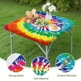 thumbnail image 4 of Colorful Tie Dye Pattern Square Fitted Tablecloth with Elastic Edge,Square Table Cover,Washable Elastic Table Cover for Home Kitchen Party Decor 36"x36", 4 of 6