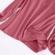 thumbnail image 5 of Pijama de manga larga para mujer, color liso, manga larga, cuello redondo, con copa acolchada, ropa de casa, pijama modal para mujer, 5 of 9