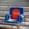 thumbnail image 3 of Emma + Oliver Blue Portable Heated Reclining Stadium Chair with Armrests, Heated Padded Back & Heated Seat with Dual Storage Pockets and Backpack Straps, 3 of 15