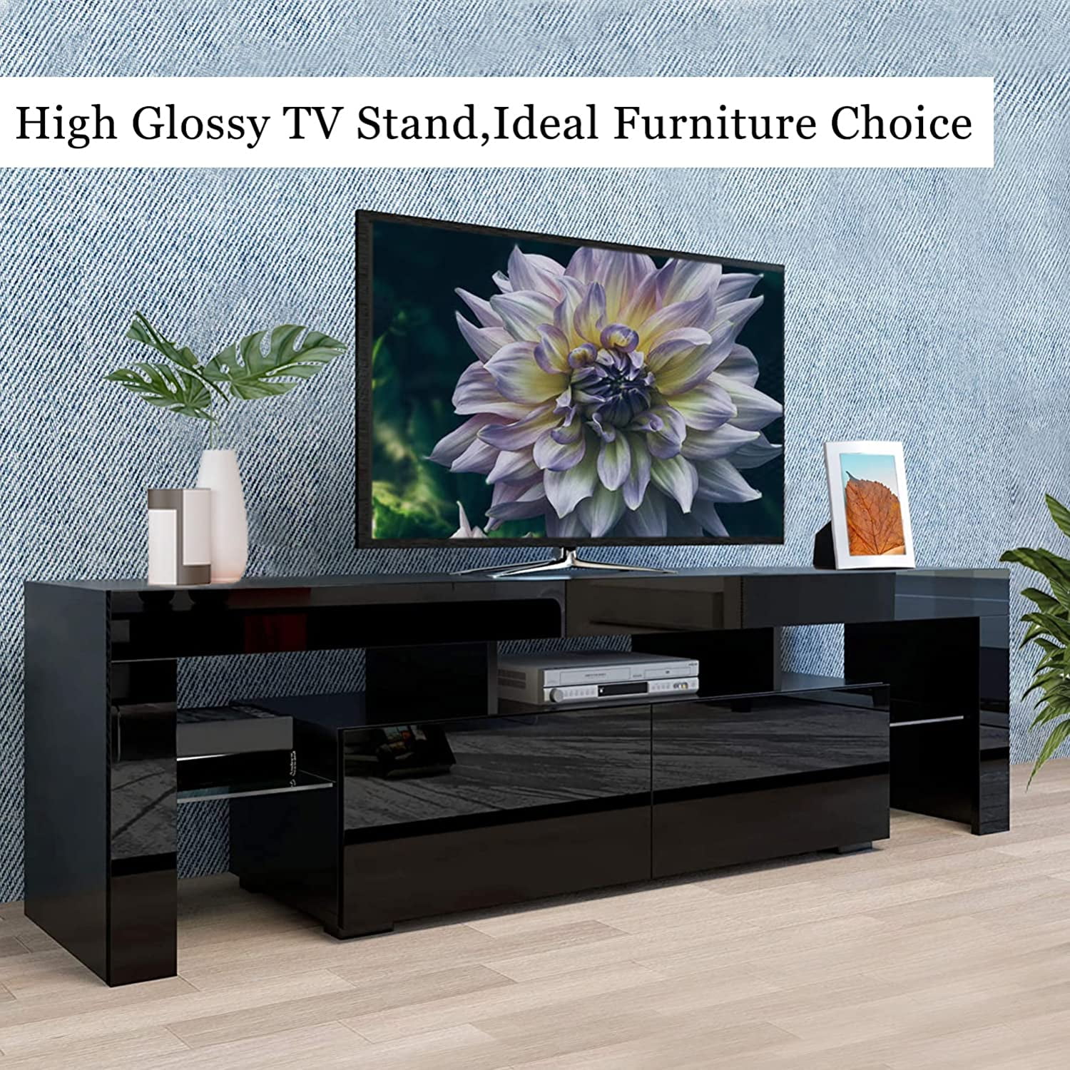Glossy black 2024 tv stand