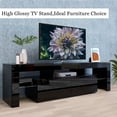 Black LED TV Stand Entertainment Center for 75 Inch TV, Modern High