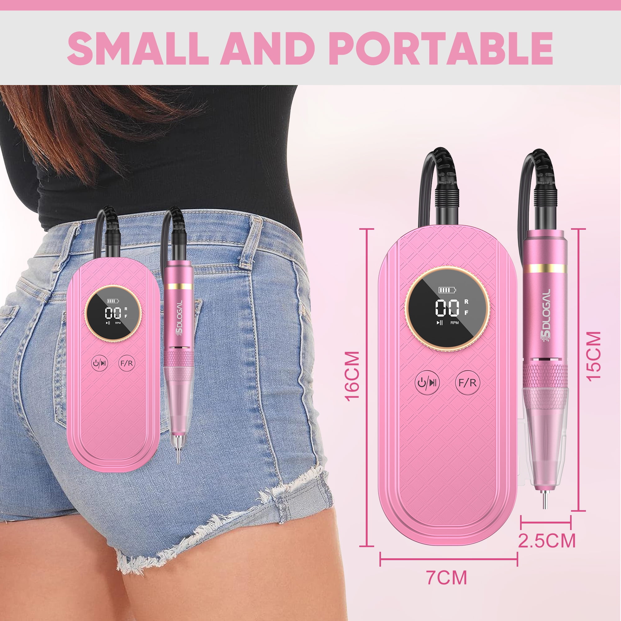 Sdlogal Professional Electric Nail File Drill Kit Rechargeable Manicure 45000 RPM Battery Powered