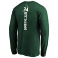 thumbnail image 3 of Men's Giannis Antetokounmpo Hunter Green Milwaukee Bucks Playmaker Name & Number Long Sleeve T-Shirt, 3 of 3