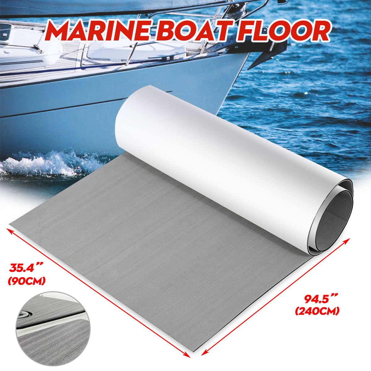 94''x35'' Light Grey EVA Teak Sheet Decking Synthetic SelfAdhesive Non