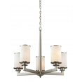 thumbnail image 1 of 5 Light Chandelier Brushed Nickel Steel  Glass, 1 of 1