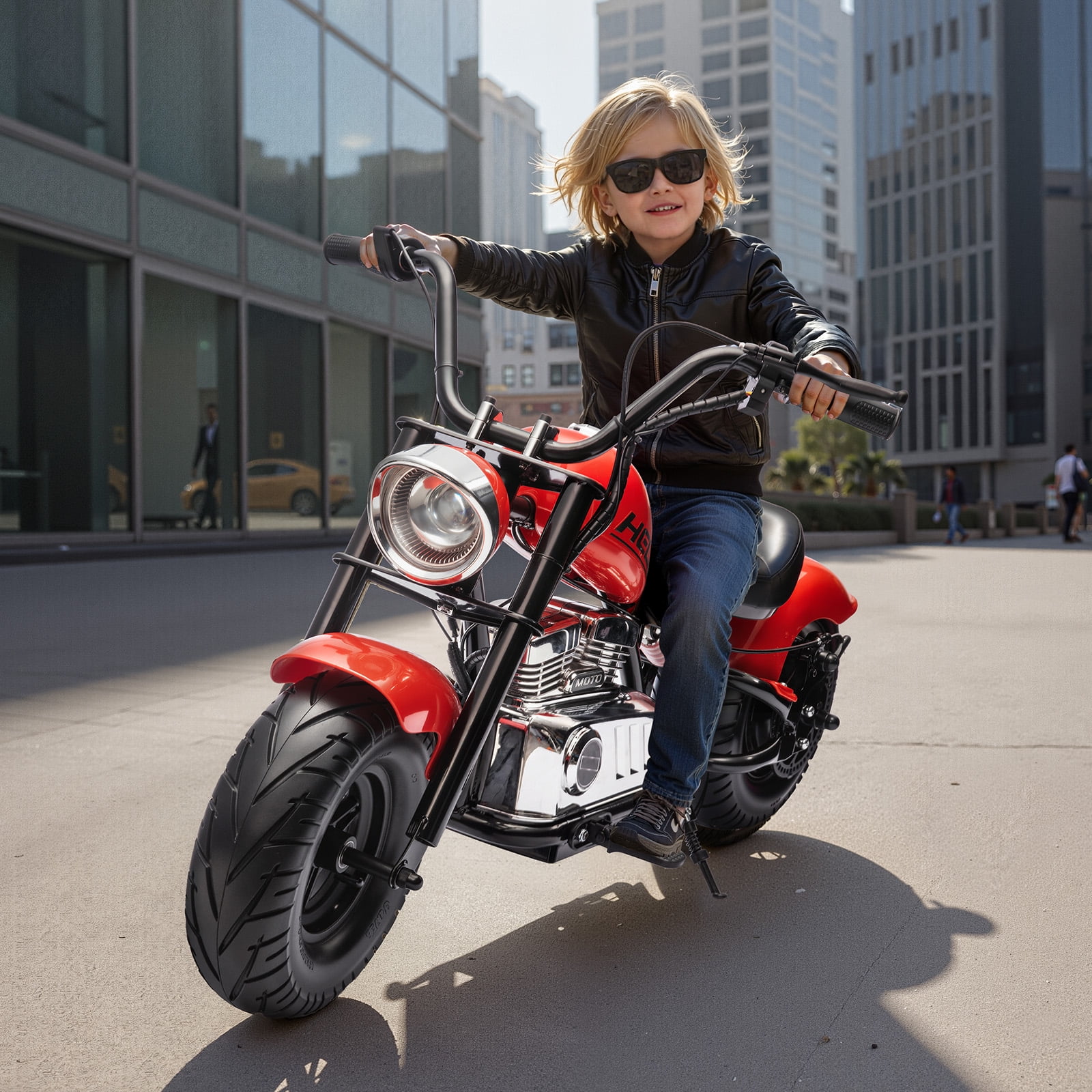 MUKIDY 24V Electric Motorcycle for Kids, 250W Ride on Motorcycle with Twist Grip Throttle, Key Start, Music, Speed up to 12.4 mph, Age 8+, Red