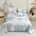 thumbnail image 2 of 3pcs Queen Size Coastal Quilt Set - Beach Bedding for Summer! Lightweight, Reversible Nautical Bedspread Comforter with Pillow Shams, Soft Microfiber - Ocean Vibes Inside!, 2 of 6