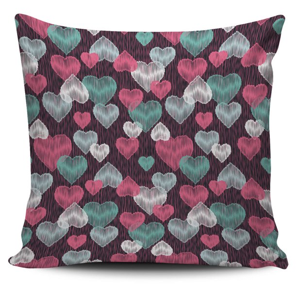 Funda de cojín decorativa con estampado de corazones