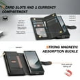 thumbnail image 5 of Phone Case for Samsung Galaxy Z Fold 5 Wallet Cover with Shoulder Strap & Wrist Strap, Card Holder Slots Stand PU Leather Zipper Pocket Flip Case Magnetic Buckle Women Girls for Z Fold 5, Black, 5 of 6